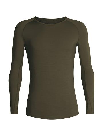 Men's Icebreaker BodyfitZone™ Merino 200 Zone Long Sleeve Thermal Crewe Top Base Layers Loden | CA 1592PJJQ